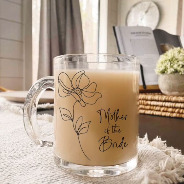 Glass mug for mother of the bride gift