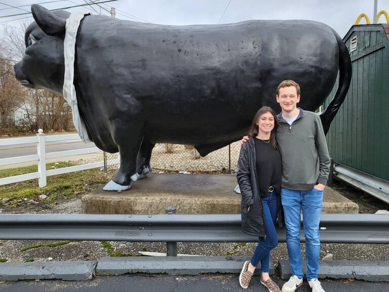 It isn't a trip to Logansport without the Mr. Happy Burger Cow.