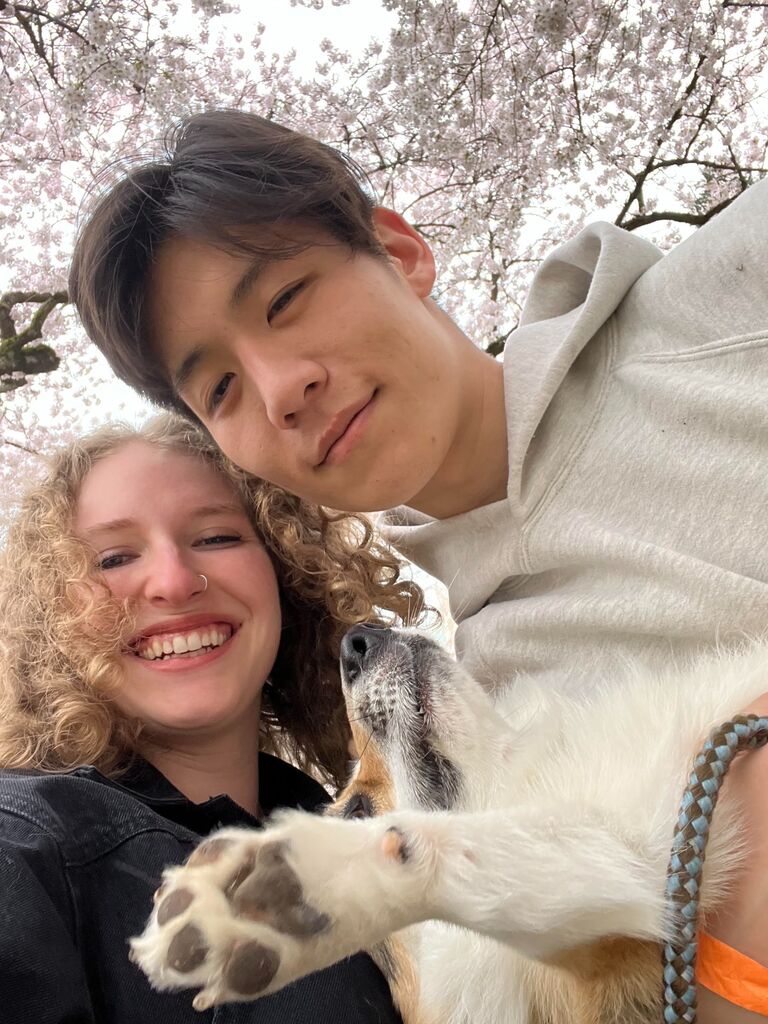 Our first photo together (and with Dom!)