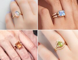 Collage of birthstone engagement rings