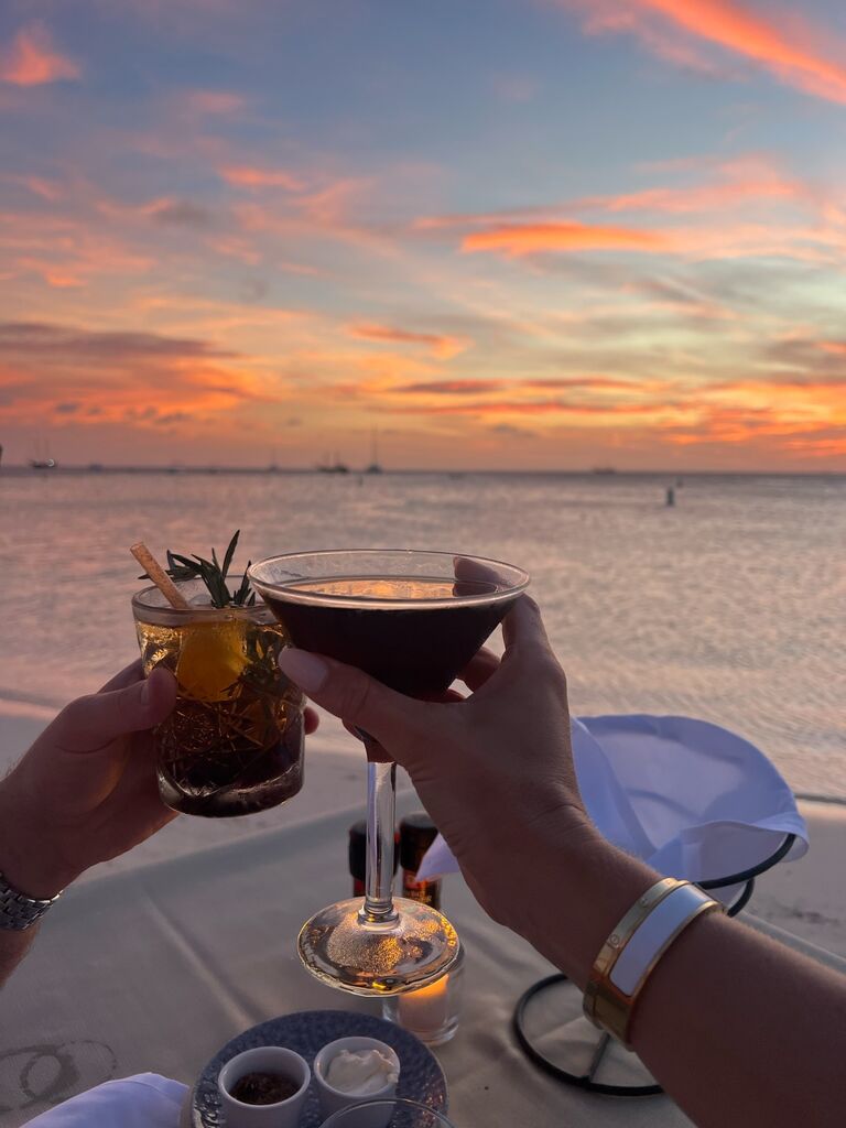 Celebrated Scott's 28th birthday in Aruba with a beautiful ocean-front dinner