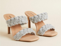 high heels with dual woven crystal straps