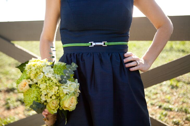 belted navy dress