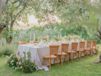 Outdoor reception space with small table