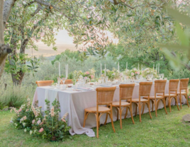 Outdoor reception space with small table