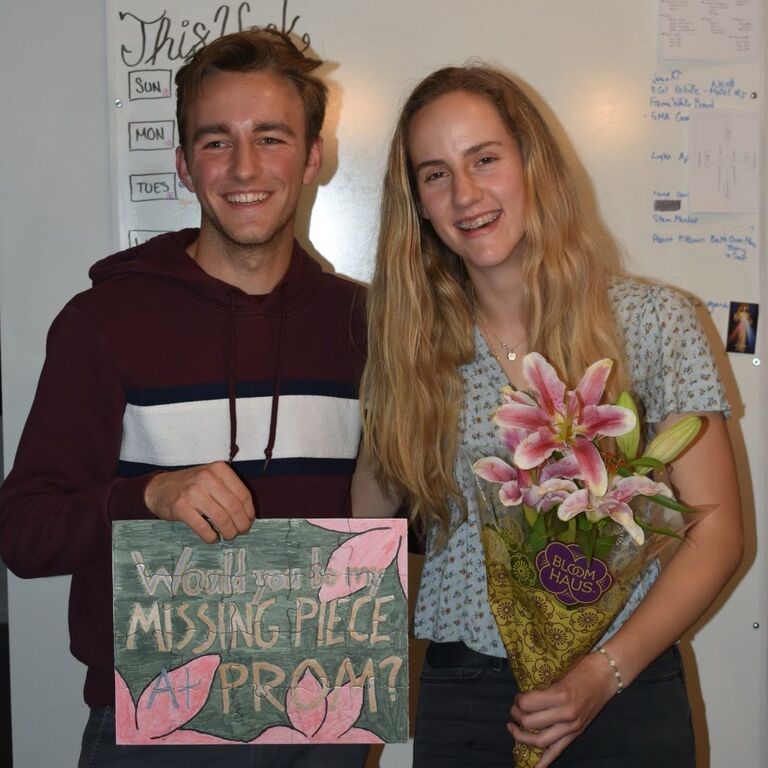 Thomas started to reciprocate these feelings so much that he decided to ask her to prom at the end of their senior year. This photo demonstrates how awkward they still were at this point. 