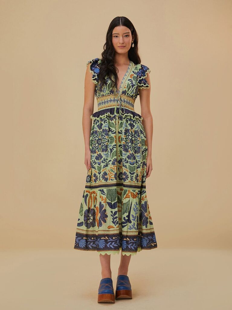 FARM Rio tapestry maxi dress for barn wedding guests