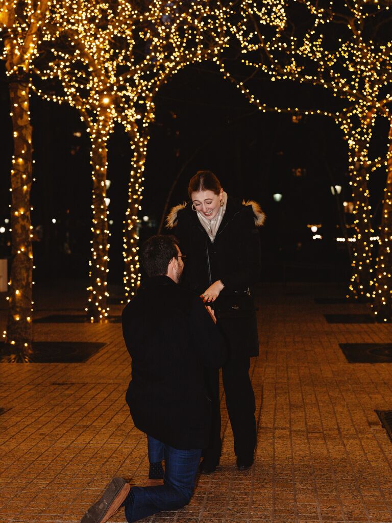 Michael planned a beautiful proposal in NYC and Isabel said YES! We're engaged!! 