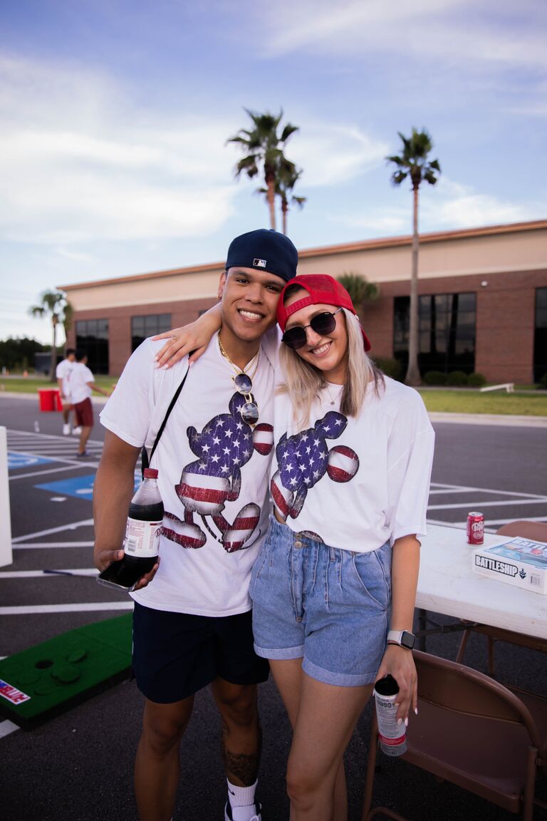 Matched on the 4th of July with some festive Mickey Mouse apparel. 