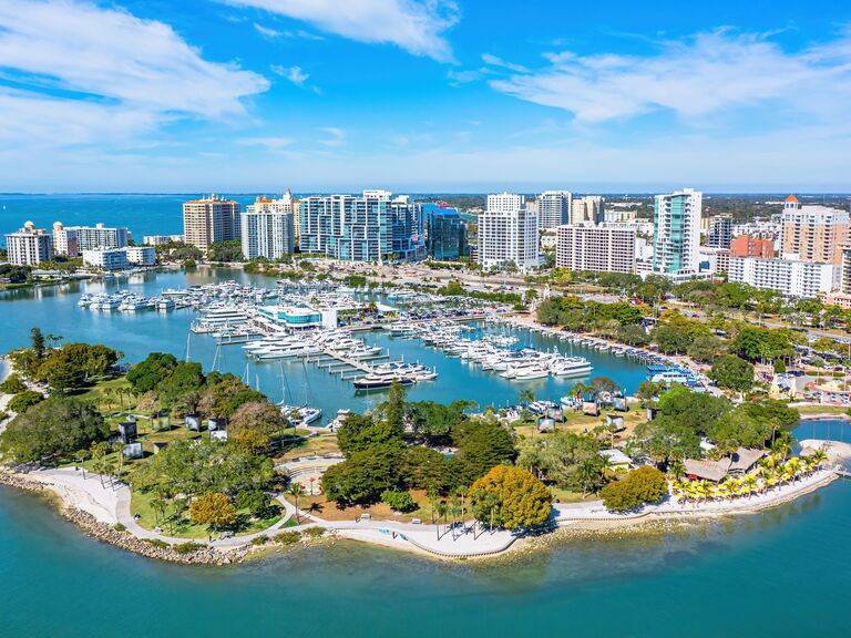Aerial view of sarasota's bay front park