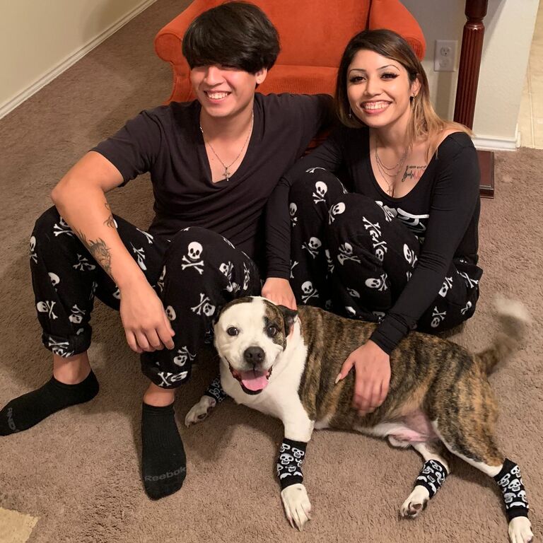 We started wearing matching pajama pants for the holidays (that year, it was Halloween).