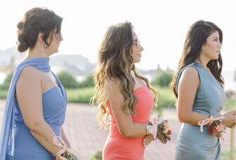 Wedding guests with different hairstyles