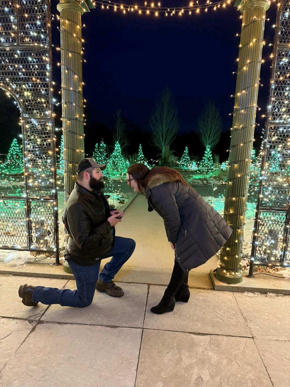 Yes day! EJ proposed at Tower Hill Botanical Garden, with a few of our friends there to take photos. "Would you, if you could... Will you marry me?"