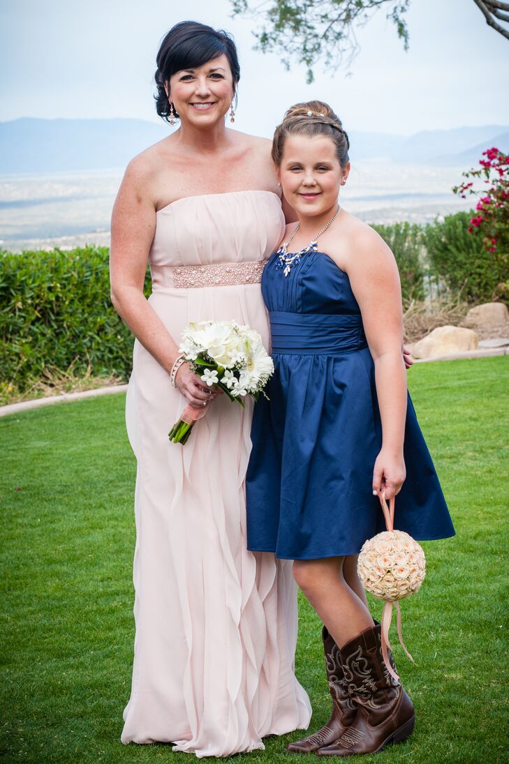 navy blue dress with cowboy boots