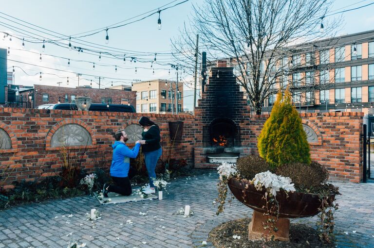 Josh proposed at there favorite restaurant in Detroit. Kaylee said yes!