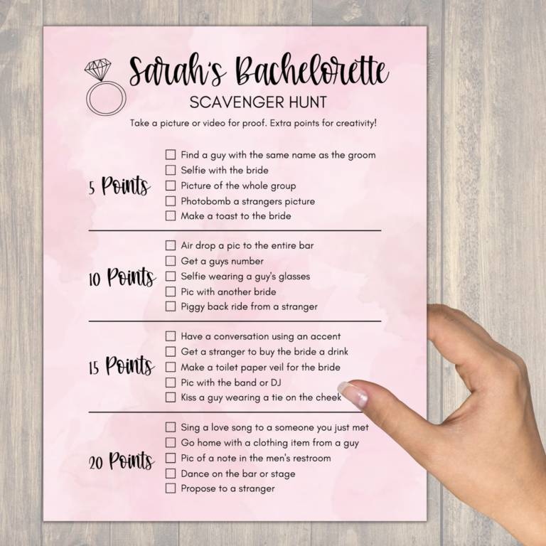 Bachelorette shop scavenger hunt