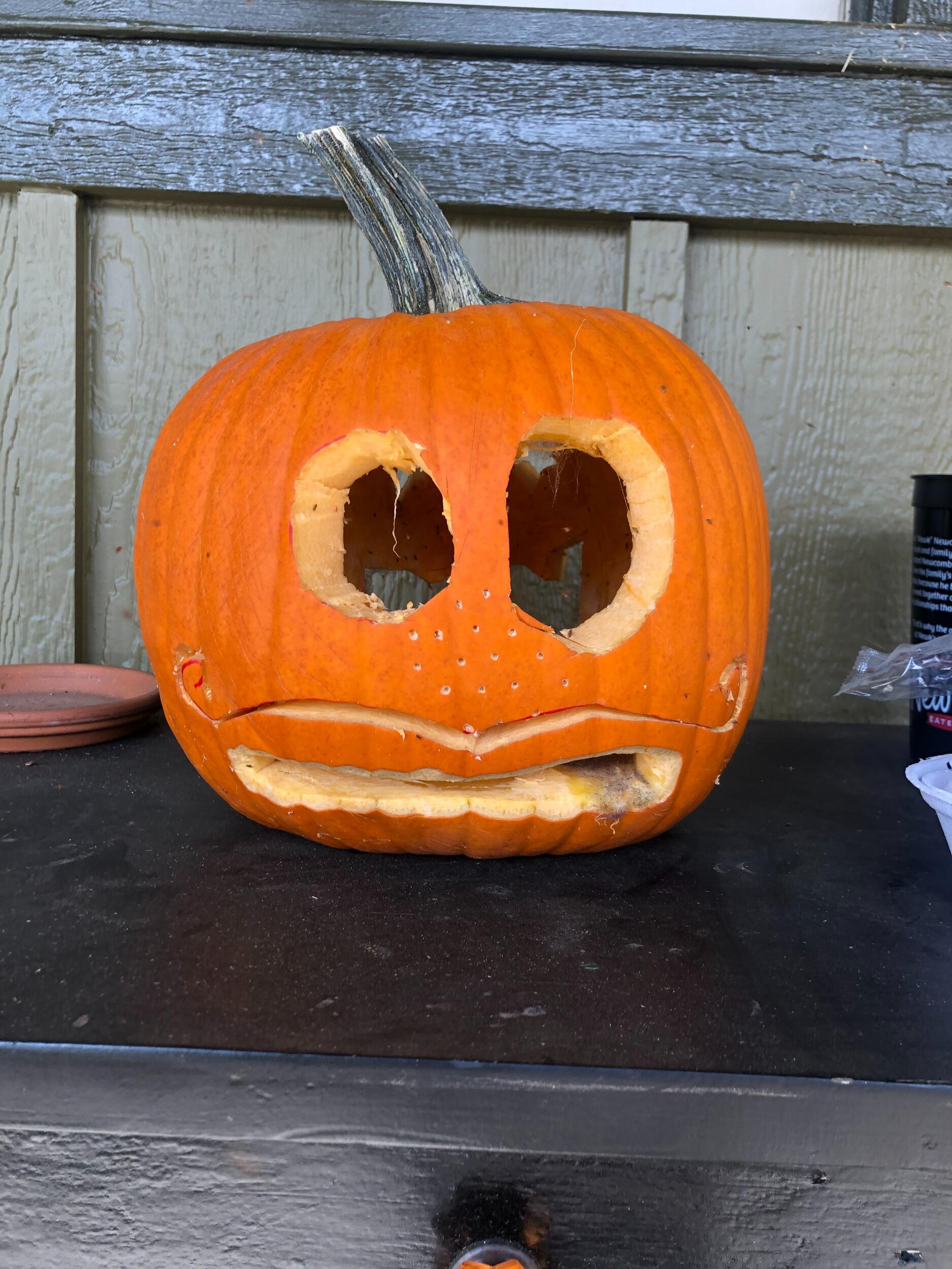 Ben visits Auburn for the first time. We made our first Jack-o-lantern together.