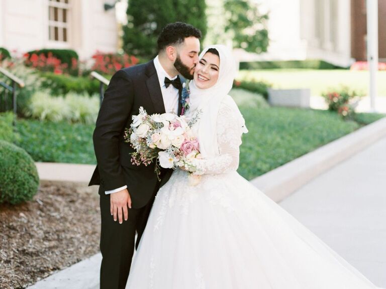 Bride and groom portraits in Kansas City during Muslim wedding