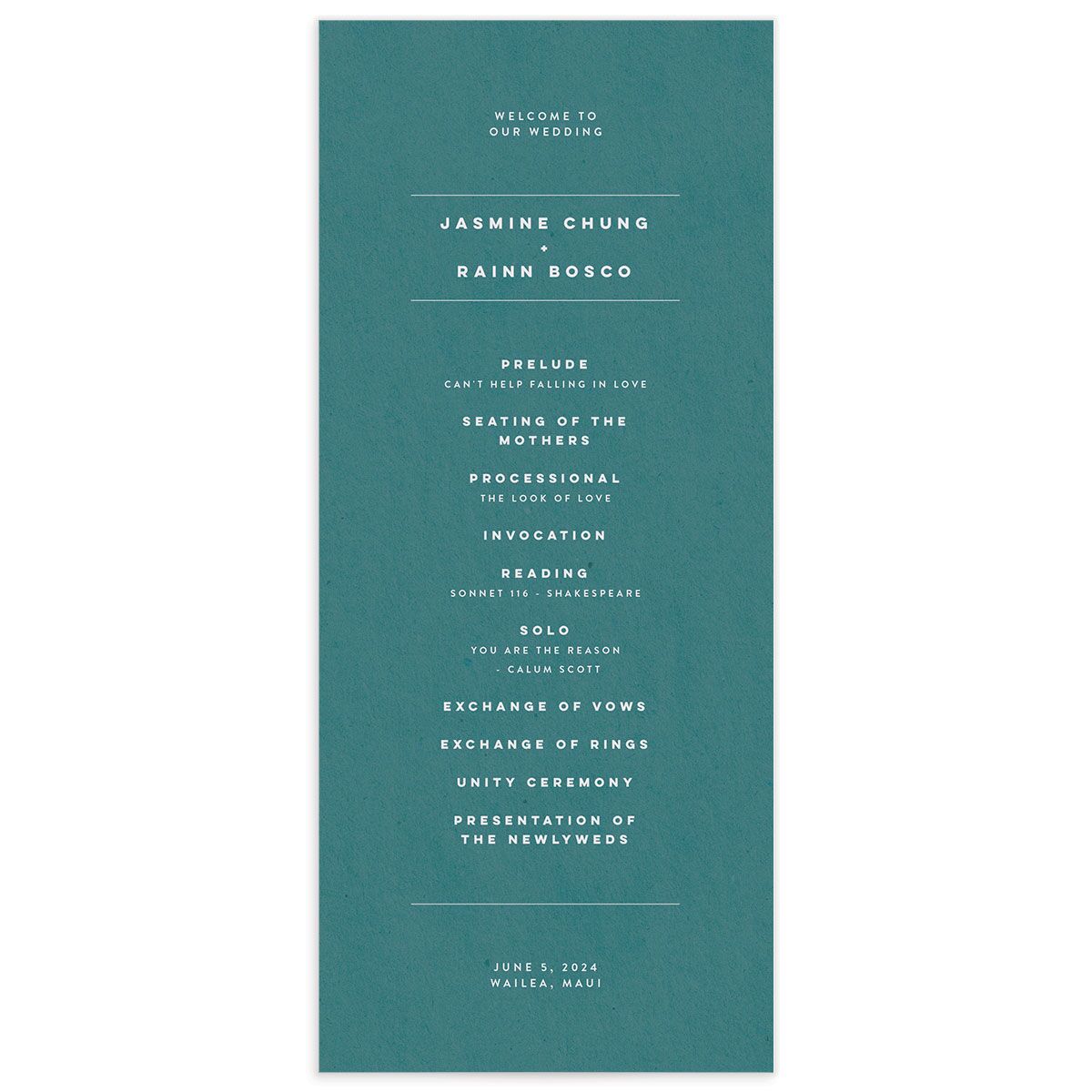 A Wedding Program from the Modern Palm Collection
