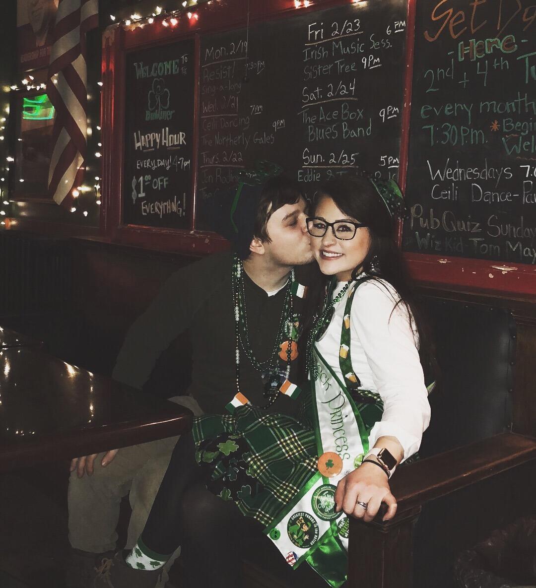 Celebrating their first anniversary out with St. Patrick's Association of St. Paul when Mik was running for Miss Shamrock