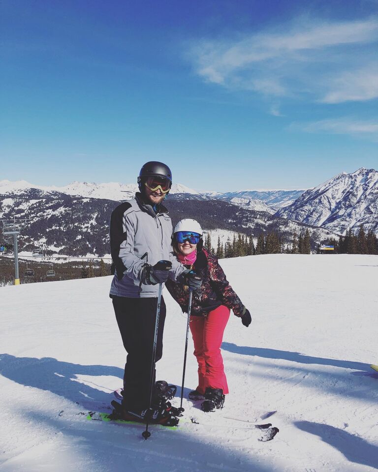 This is Stephanie not taking Tom down a blue the first day he learns to ski...