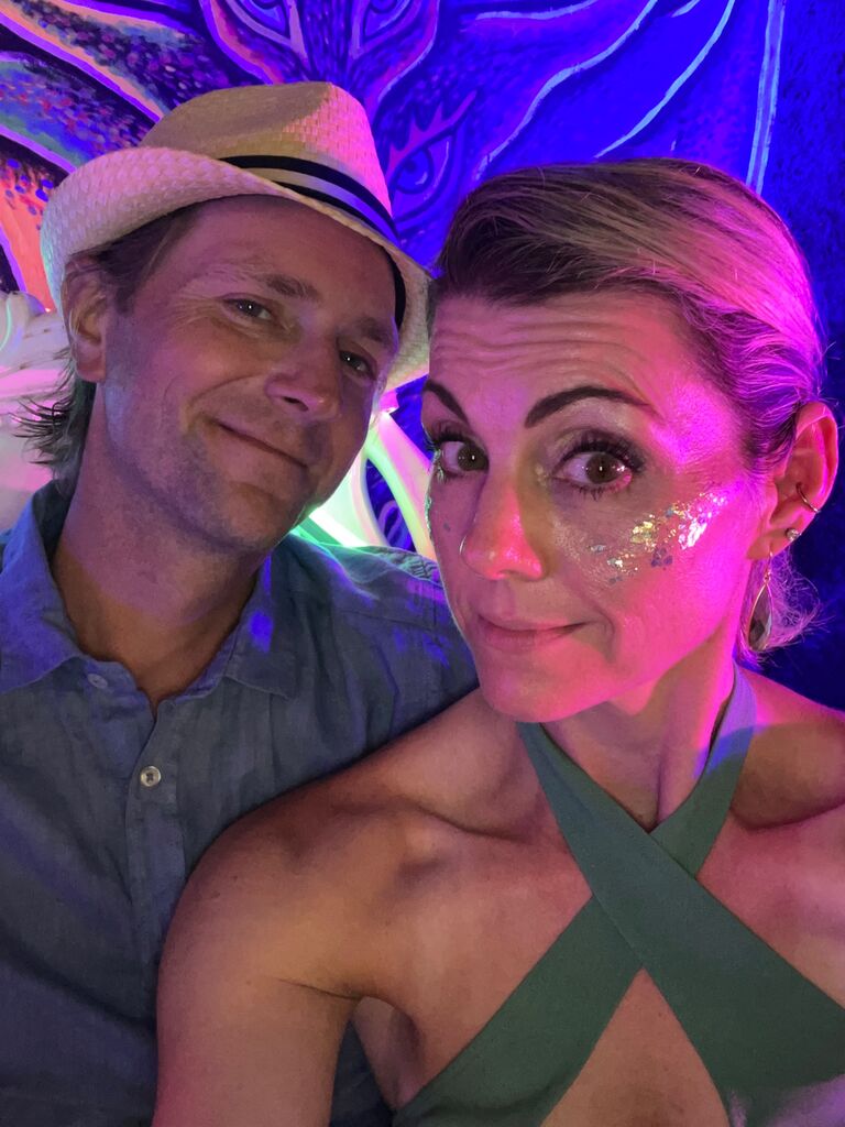 One of our many hot (as in temperature!) nights out in NOLA. We almost pass for natives at this point.