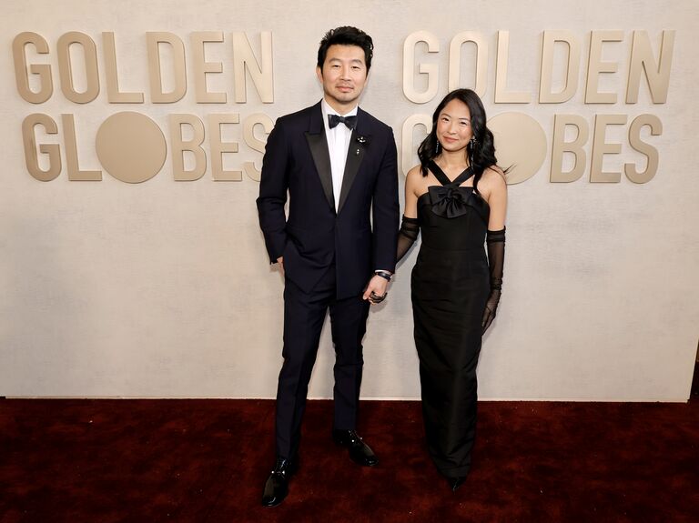 Simu Liu and Allison Hsu at the 2024 Golden Globes