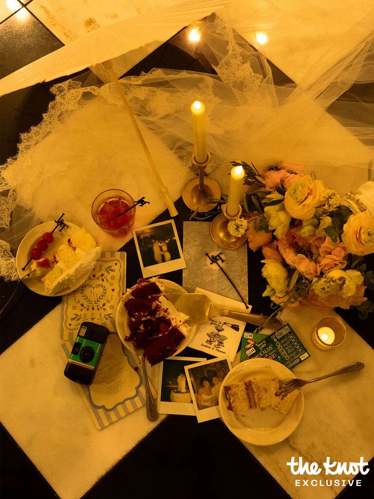 Flat lay of food at Tommy Winkler's wedding reception