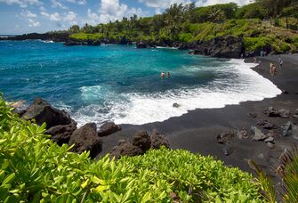 Black sand beach in Maui