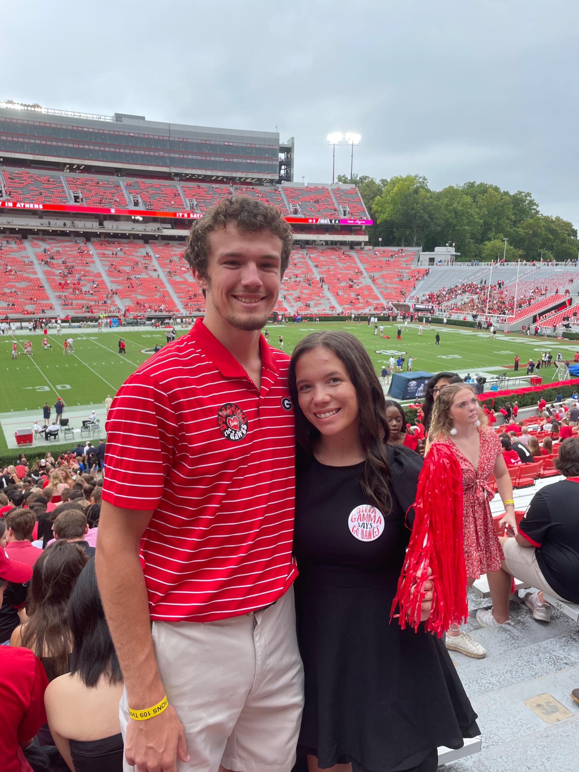 Jackson and Ellie attended several UGA football games together throughout their freshman year, and attended many of Ellie's sorority events together. They even got to cheer the Bulldogs onto the 2022 National Championship!