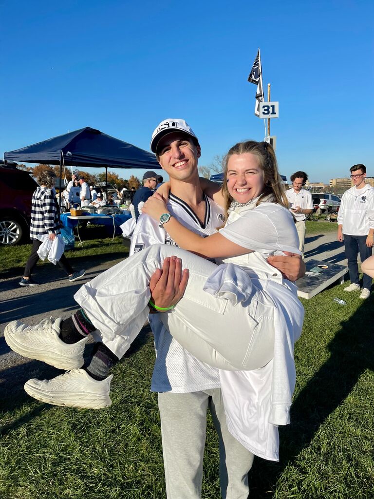 First Penn State game together! Bailey got thrown in the air a lot this game. We Are!