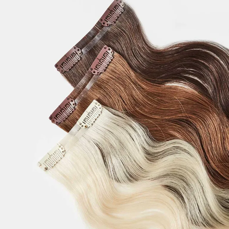 Skinny clip-in natural wave hair extensions for wedding from The Hair Shop