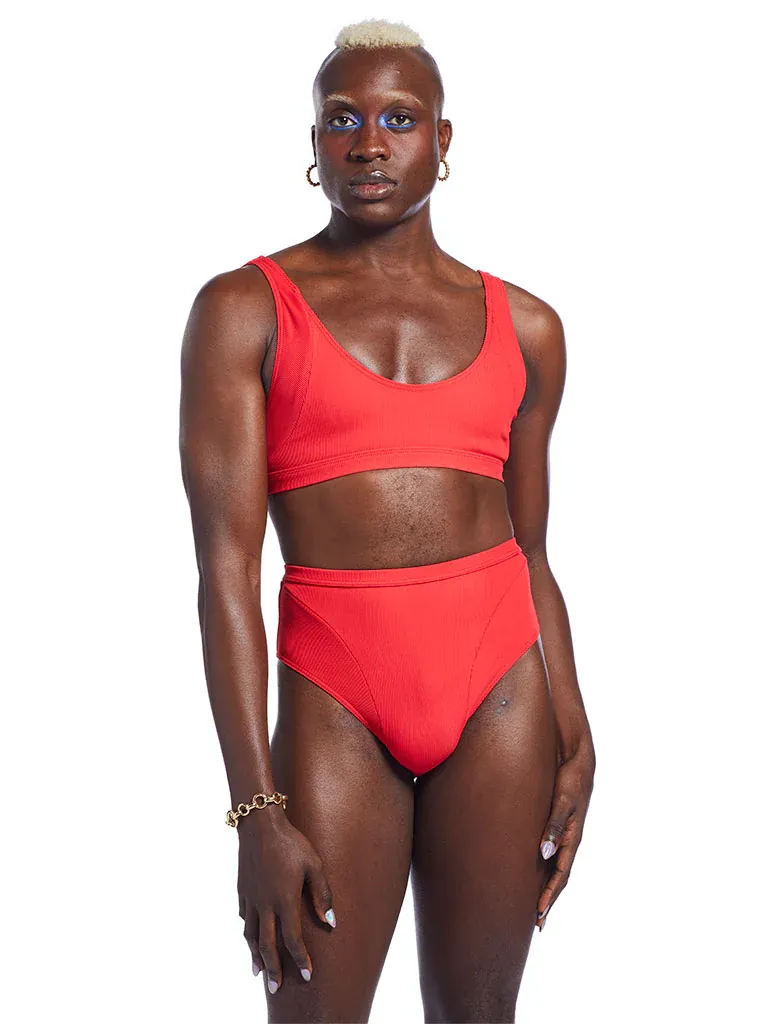 Buy Triangl Orange Mica Bikini Bottoms in Textured Nylon for Women