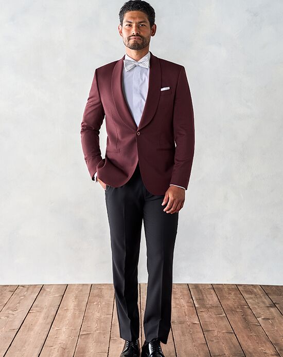 The Black Tux Burgundy Shawl Jacket Tuxedo Wedding Tuxedo | The Knot