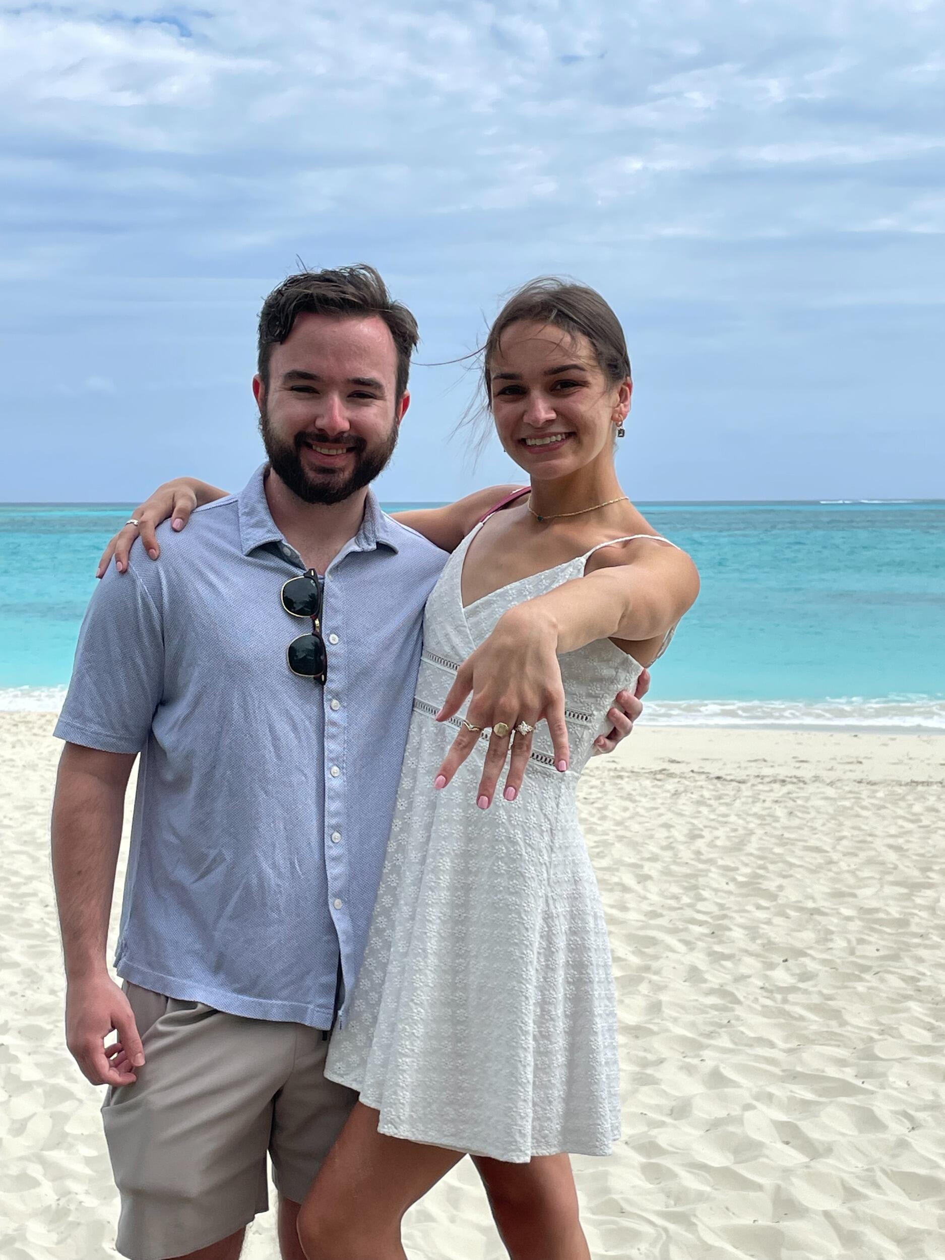 Beautiful blue waters of Turks and Caicos and Aliyah's beautiful ring!