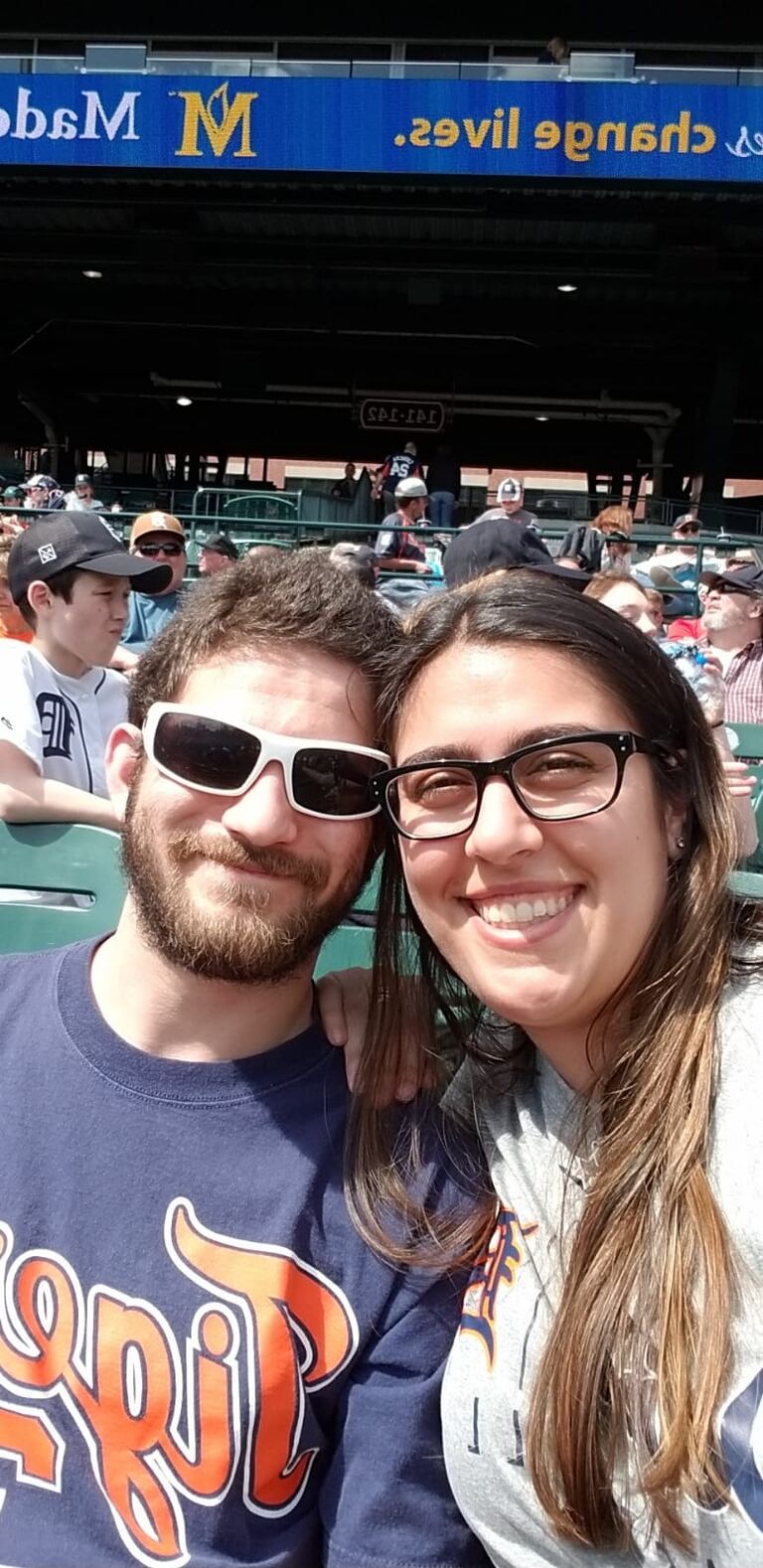 Not surprisingly, our first photo together happened to be at a sports game