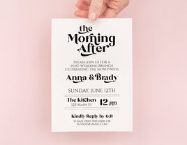 'The Morning After' in black retro type above event details on white background