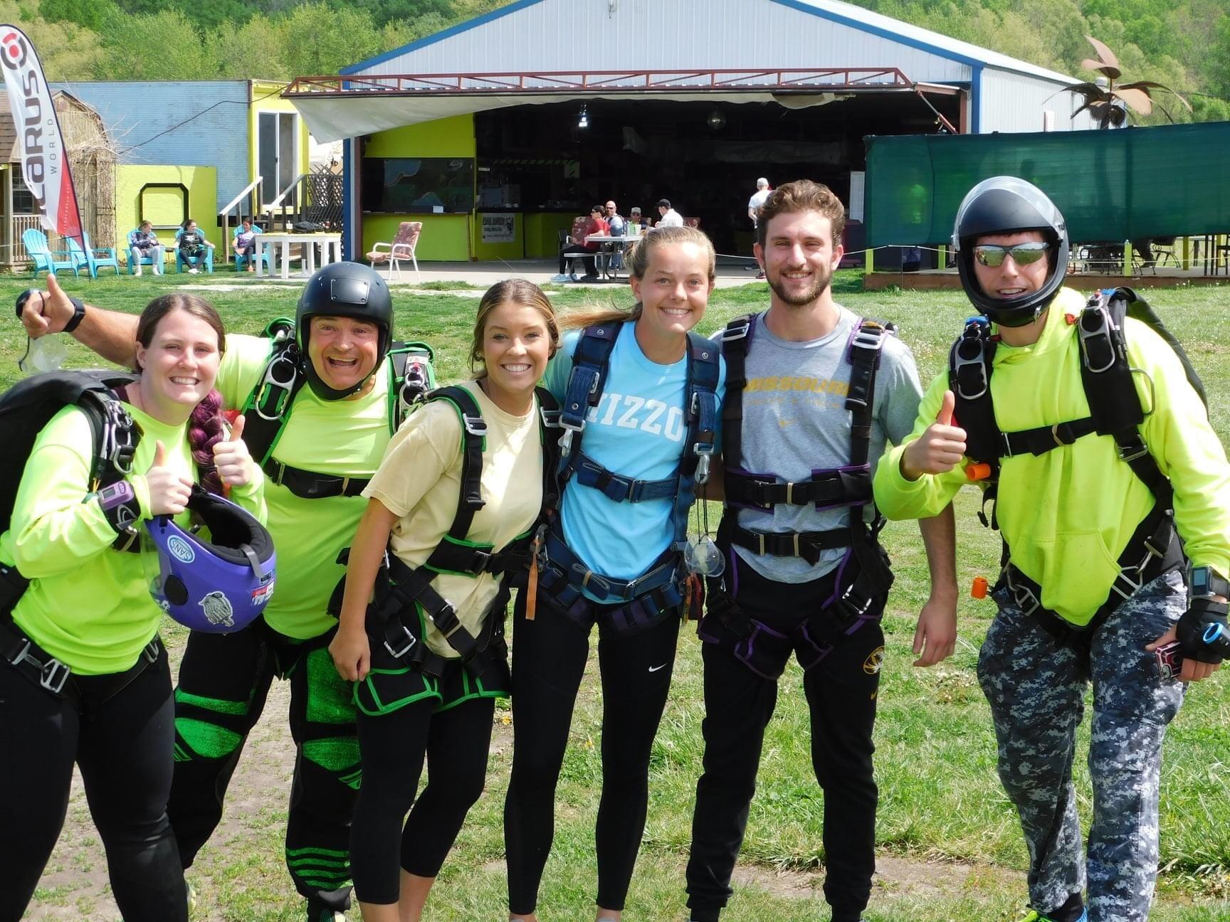 Michael reluctantly went skydiving for Abby's birthday only five months into dating!
