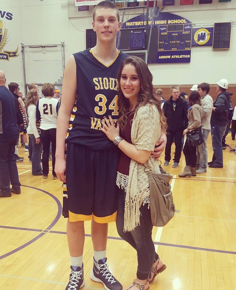 Trevor won the game that would send him to the state tournament in this picture! Michaela's mom was kind enough to drive her out to Rapid City to watch Trevor play! 