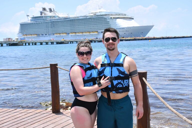Our first cruise! In this photo, we were at our dolphin encounter excursion in Costa Maya.