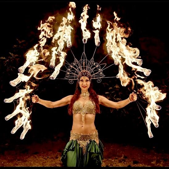 tribal fusion & flow art fire show FIRE CROWN Headdress For Belly dance 