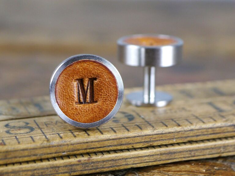 boutons de manchette en cuir cadeau personnalisé pour mari