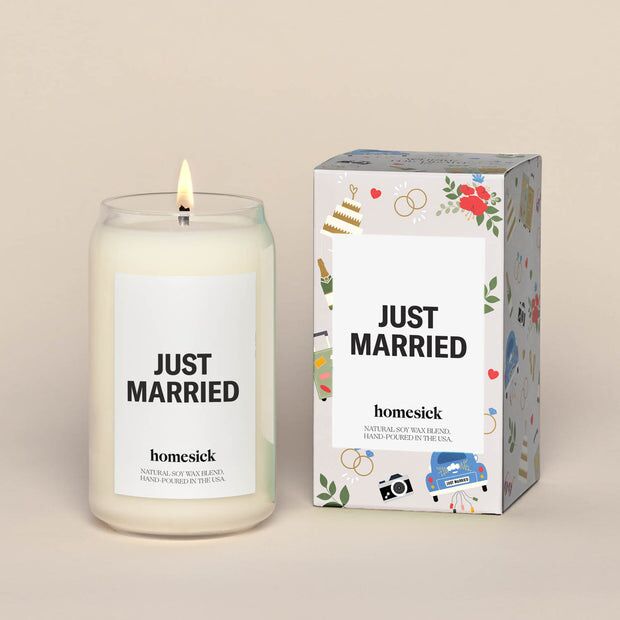 Just married candle for home decor