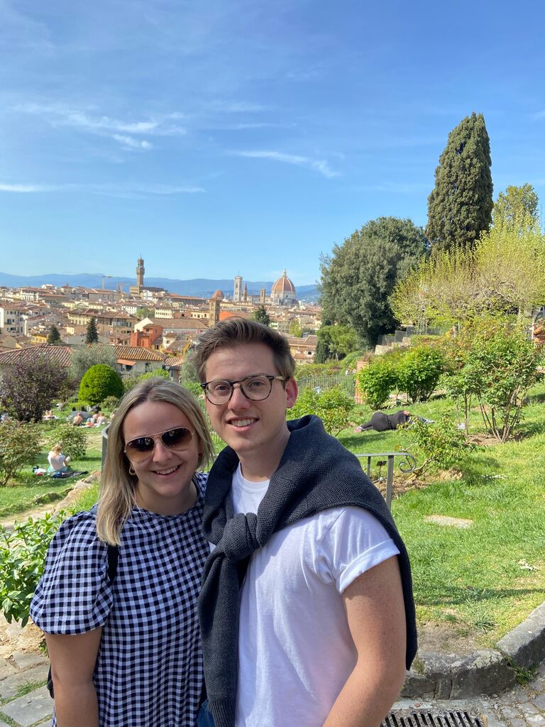 Nick: "We lived in our first apartment in the Crossroads District in downtown Kansas City for two years. In that time, we'd both started our full-time careers, traveled to Europe and back (twice!), explored *almost* every brewery in the KC metro, and perhaps most notably, adopted our orange kitten, Otis!"