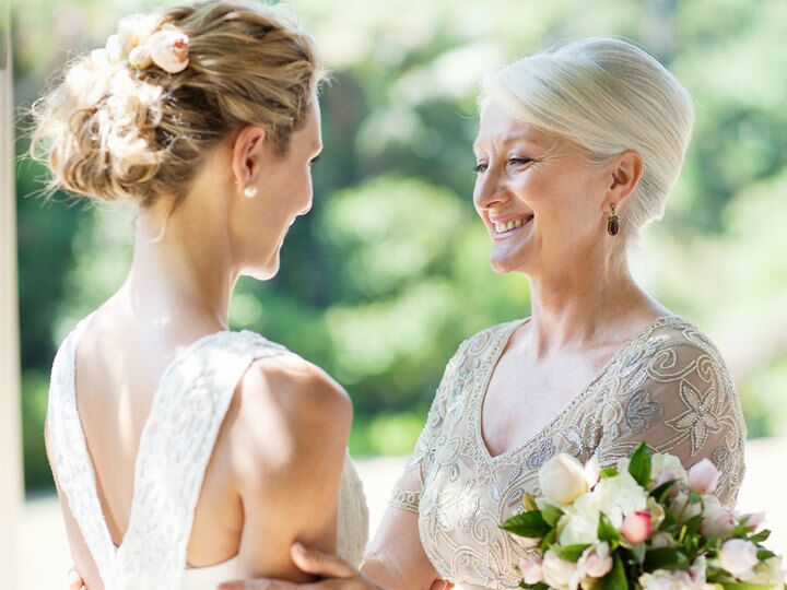 Bride and mother-in-law on wedding day
