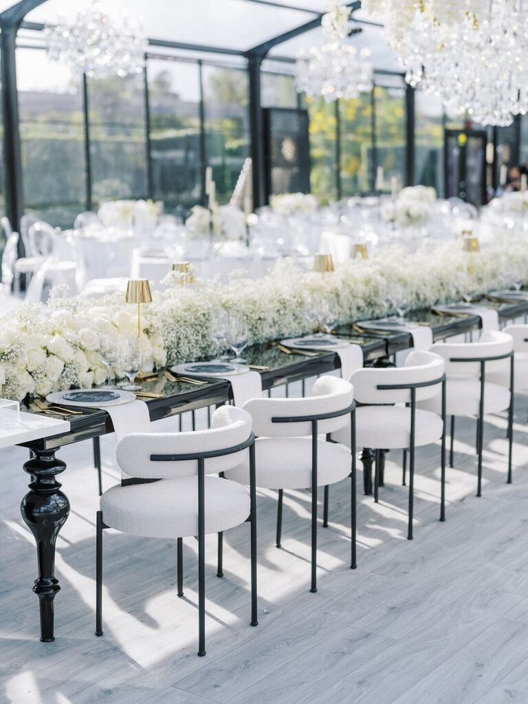 White rose and baby breath runner