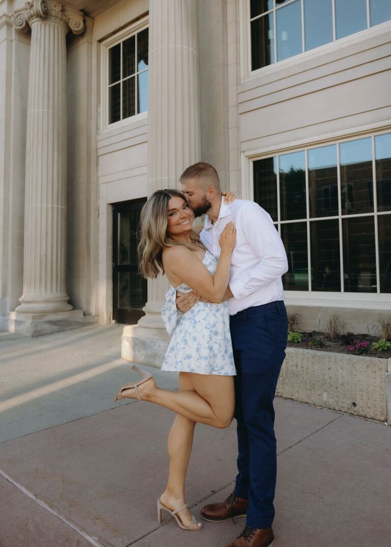 Engaged! Anthony proposed by the river in downtown Omaha. It was the perfect night!