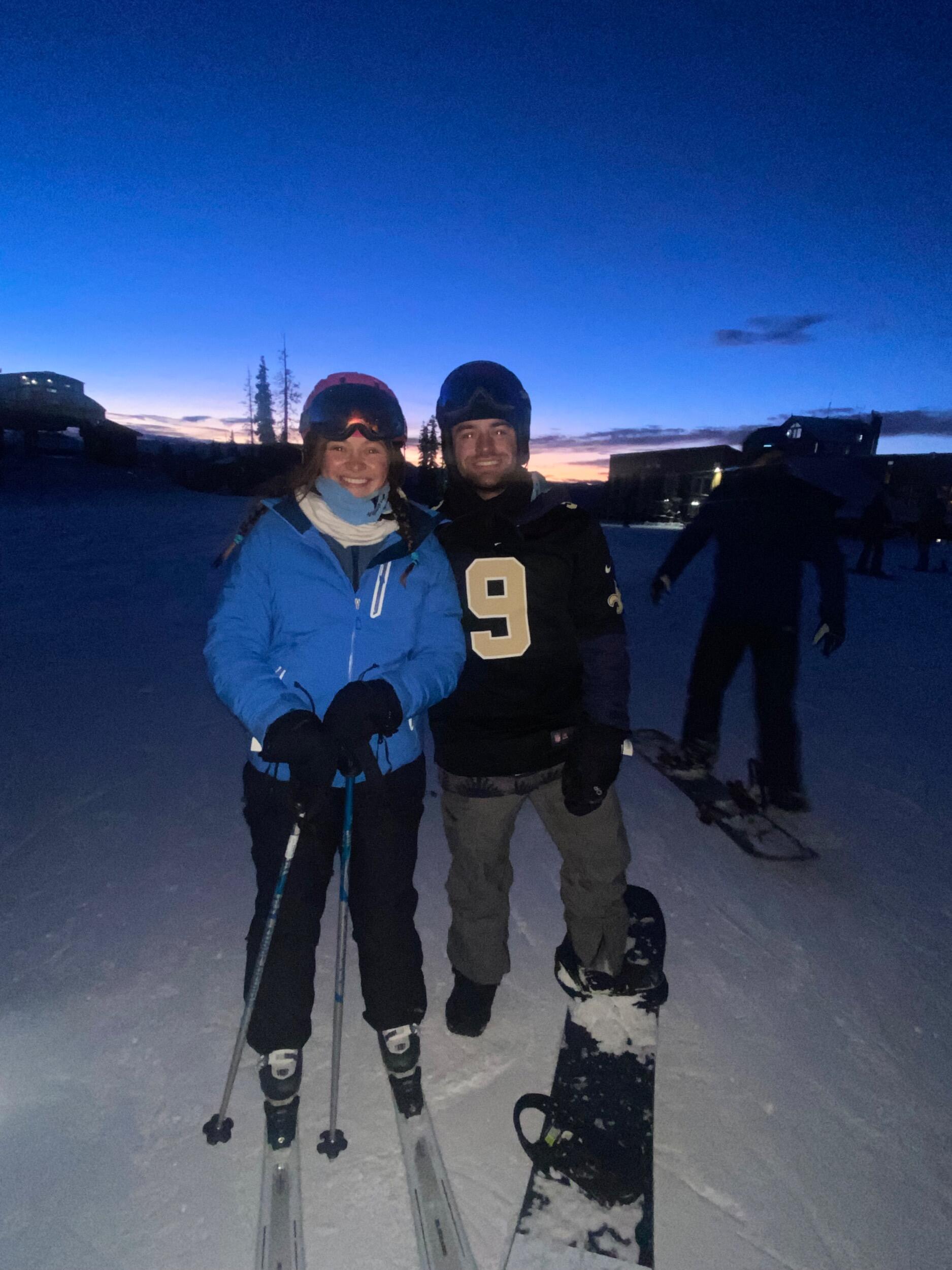 Clare and Michael on a ski trip during winter break.