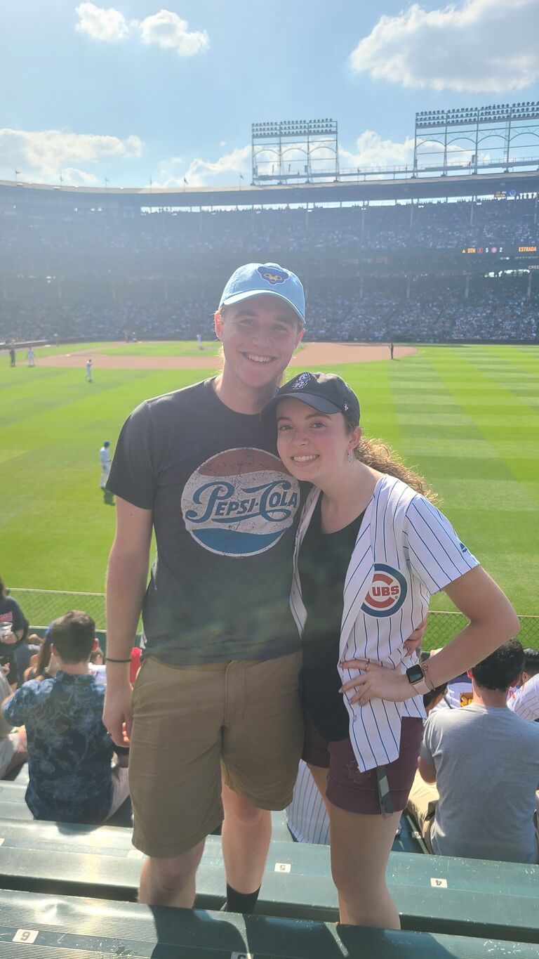 Second baseball game together and two month anniversary.