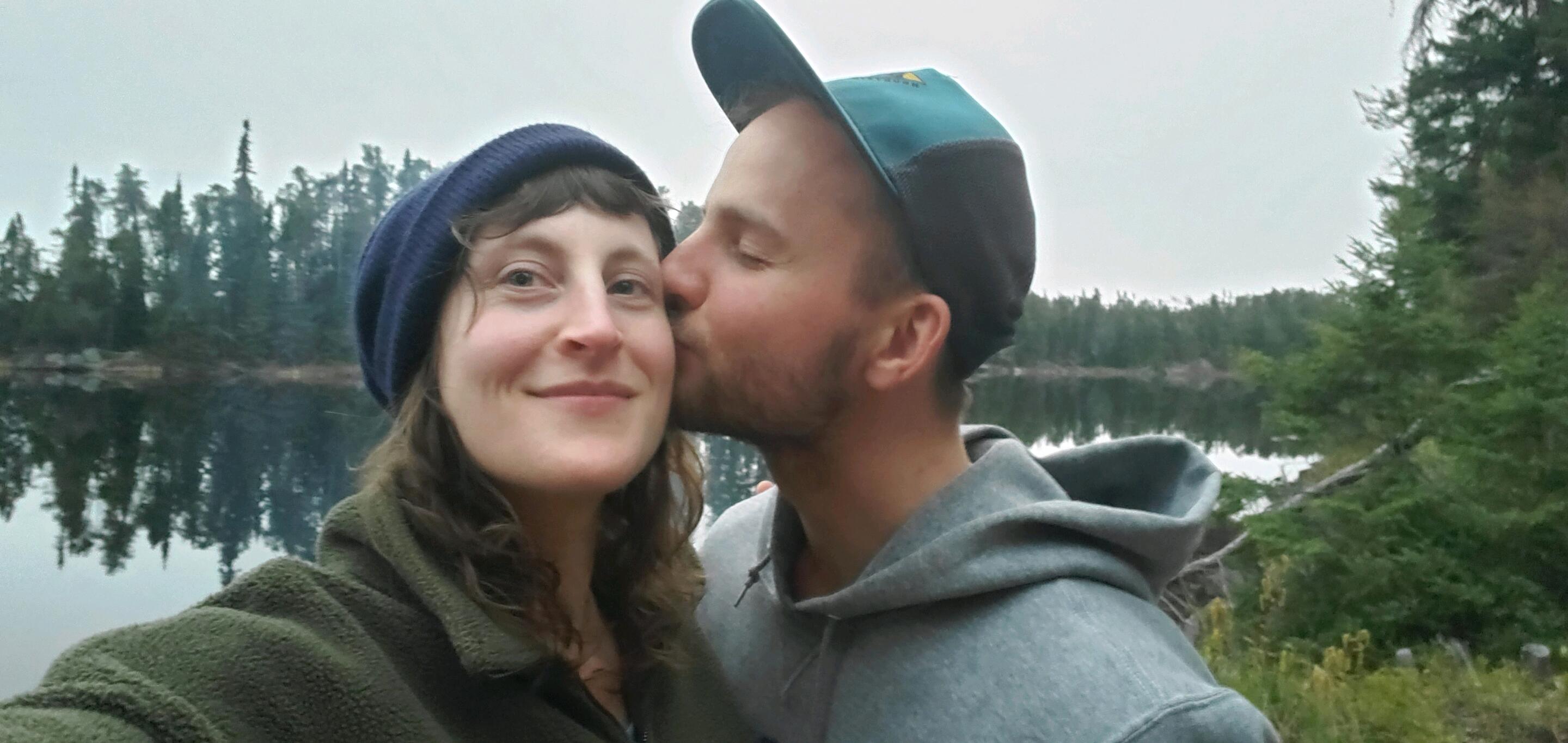 This is our first canoe trip together. We met a friendly chipmunk who we named "Rocket" because he was so speedy.